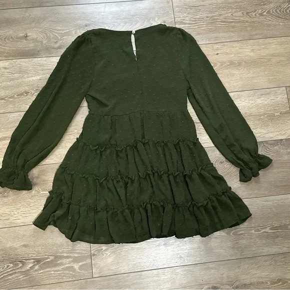 •Sold•  Altar’d State Swiss Dot Long Sleeve Tiered Mini Dress - Picture 10 of 12